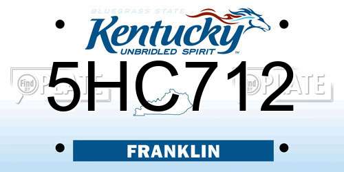 5HC712 Kentucky License Plate