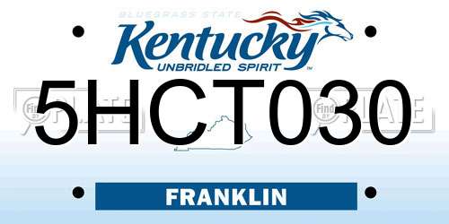 5HCT030 Kentucky License Plate