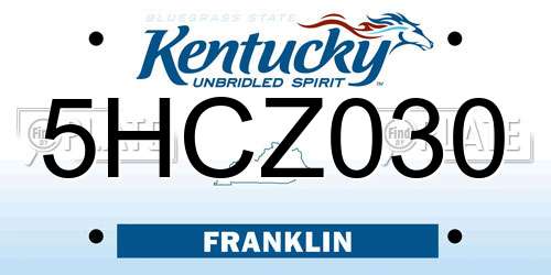 5HCZ030 Kentucky License Plate