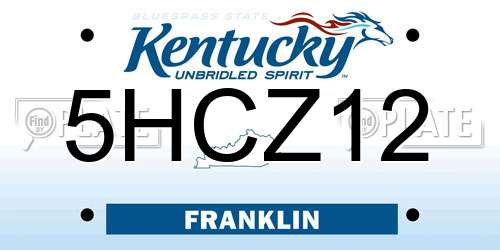 5HCZ12 Kentucky License Plate