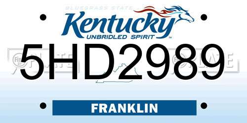 5HD2989 Kentucky License Plate