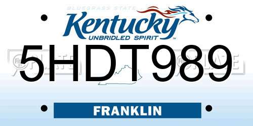 5HDT989 Kentucky License Plate