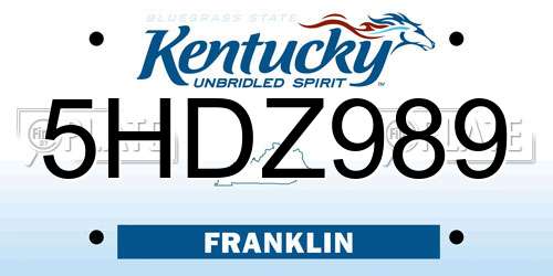 5HDZ989 Kentucky License Plate