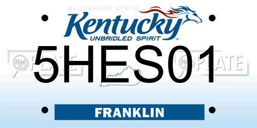 5HES01 Kentucky License Plate