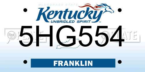 5HG554 Kentucky License Plate
