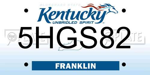 5HGS82 Kentucky License Plate