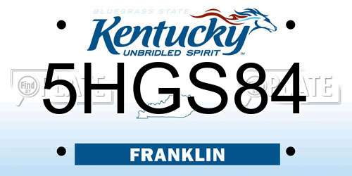 5HGS84 Kentucky License Plate