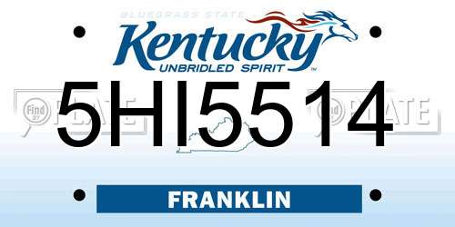 5HI5514 Kentucky License Plate