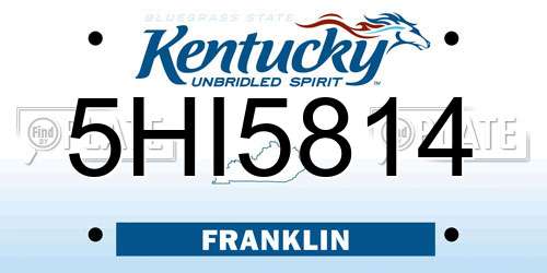 5HI5814 Kentucky License Plate