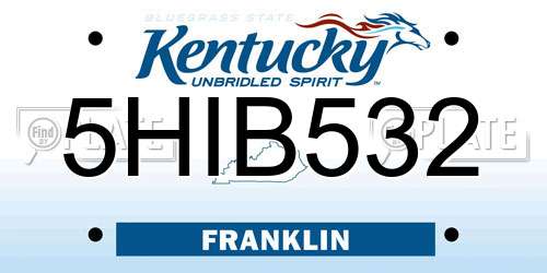 5HIB532 Kentucky License Plate