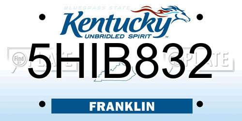 5HIB832 Kentucky License Plate