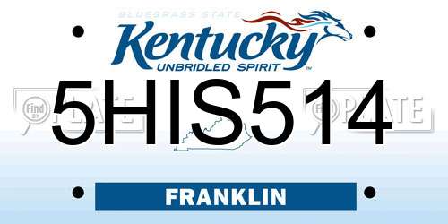 5HIS514 Kentucky License Plate
