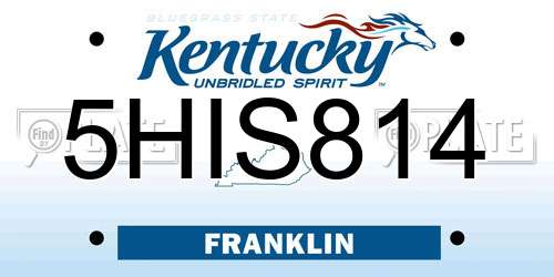 5HIS814 Kentucky License Plate