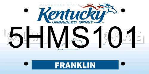 5HMS101 Kentucky License Plate