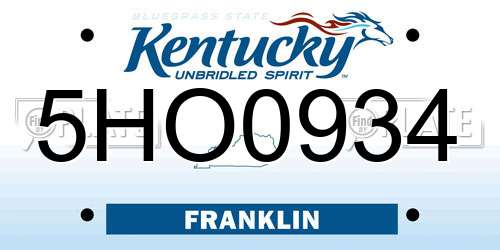 5HO0934 Kentucky License Plate