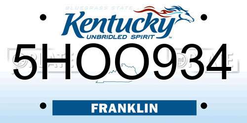 5HOO934 Kentucky License Plate