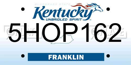 5HOP162 Kentucky License Plate