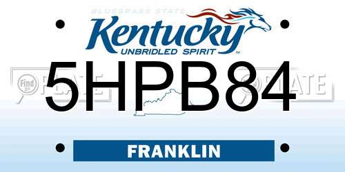 5HPB84 Kentucky License Plate