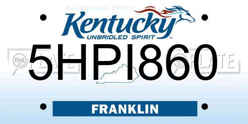5HPI860 Kentucky License Plate