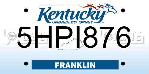 5HPI876 Kentucky License Plate