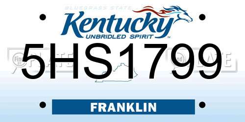 5HS1799 Kentucky License Plate