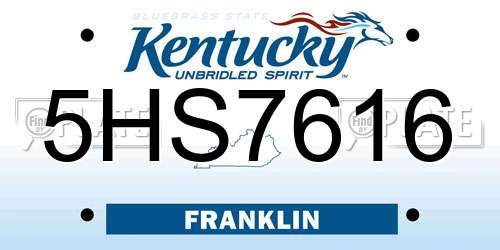 5HS7616 Kentucky License Plate