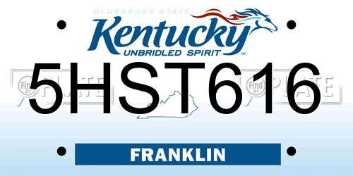 5HST616 Kentucky License Plate
