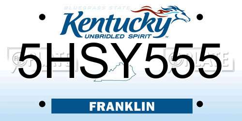 5HSY555 Kentucky License Plate