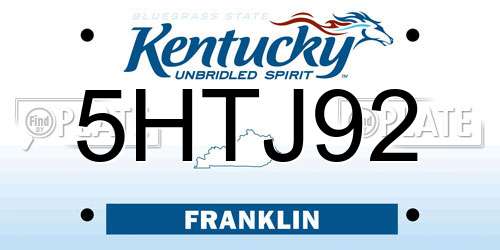 5HTJ92 Kentucky License Plate