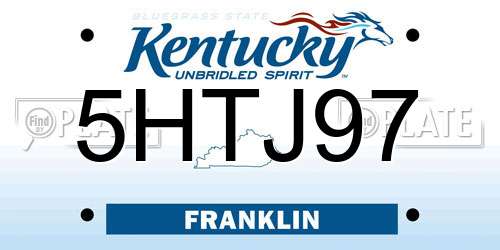 5HTJ97 Kentucky License Plate