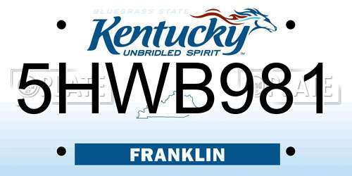 5HWB981 Kentucky License Plate