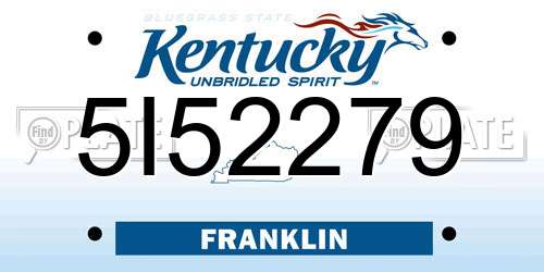 5I52279 Kentucky License Plate