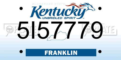 5I57779 Kentucky License Plate