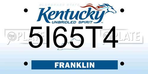 5I65T4 Kentucky License Plate