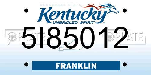5I85012 Kentucky License Plate