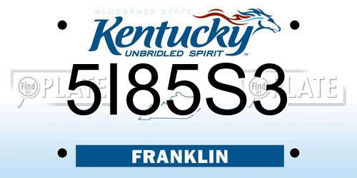 5I85S3 Kentucky License Plate