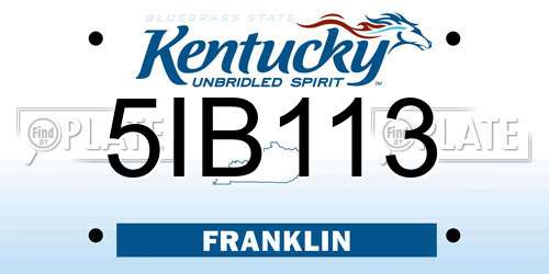5IB113 Kentucky License Plate