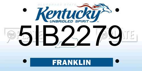 5IB2279 Kentucky License Plate