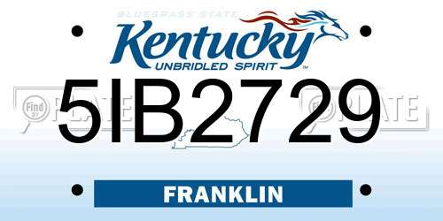 5IB2729 Kentucky License Plate
