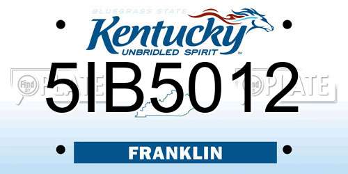 5IB5012 Kentucky License Plate