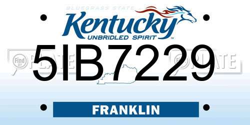 5IB7229 Kentucky License Plate