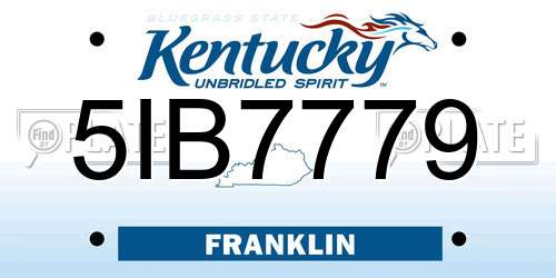 5IB7779 Kentucky License Plate