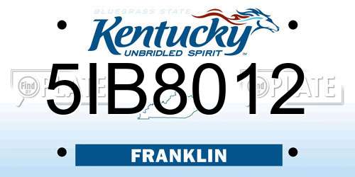 5IB8012 Kentucky License Plate