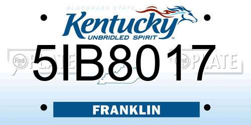 5IB8017 Kentucky License Plate