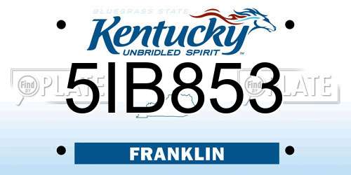 5IB853 Kentucky License Plate