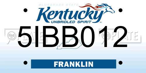 5IBB012 Kentucky License Plate
