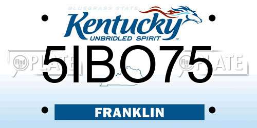 5IBO75 Kentucky License Plate