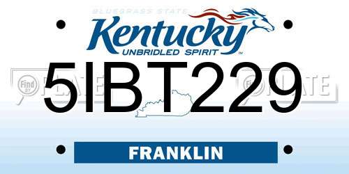 5IBT229 Kentucky License Plate