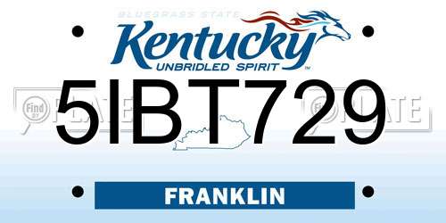 5IBT729 Kentucky License Plate