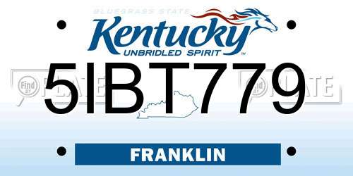 5IBT779 Kentucky License Plate
